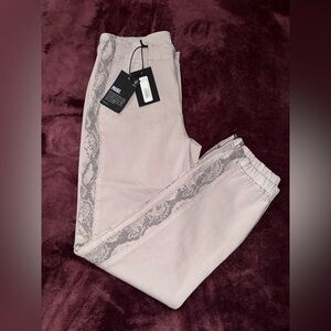 PAIGE Blush Track mayslie Joggers with Snake-Print Side Stripe